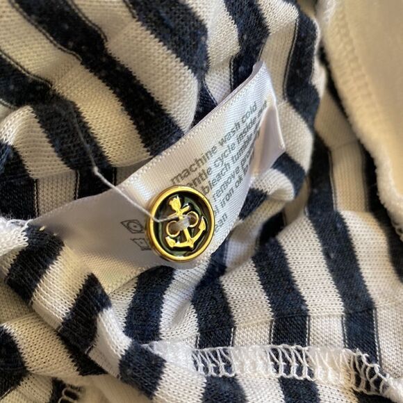 Three Dots Small Nautical Button Up Long Sleeve Shirt Stripes Texture - Picture 7 of 7